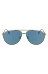 Victoria Beckham V Line 61mm Aviator Sunglasses In Gold / Blue
