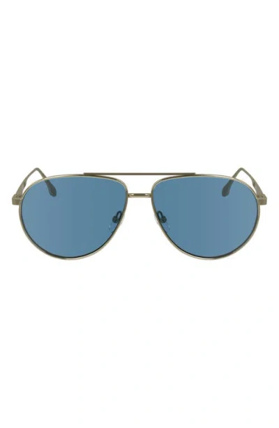 Victoria Beckham V Line 61mm Aviator Sunglasses In Gold / Blue