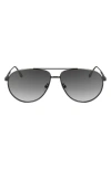 Victoria Beckham V Line 61mm Aviator Sunglasses In Gun / Grey Gradient