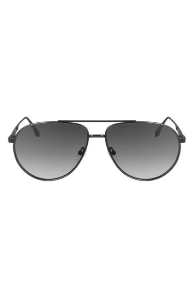 Victoria Beckham V Line 61mm Aviator Sunglasses In Gun / Grey Gradient