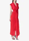 Victoria Beckham Womens Cardinal Red Asymmetric Plunge Stretch-woven Maxi Dress In Red