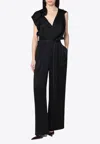 Victoria Beckham Black Jumpsuit With Viscose Blend Belt Women