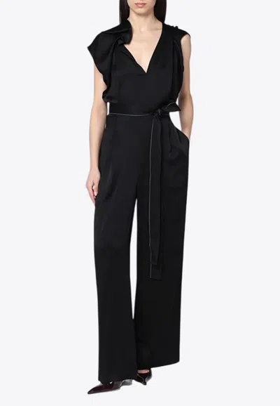 VICTORIA BECKHAM V-NECK BELTED JUMPSUIT