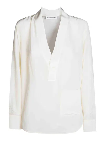 Victoria Beckham V Neck Blouse In Beige
