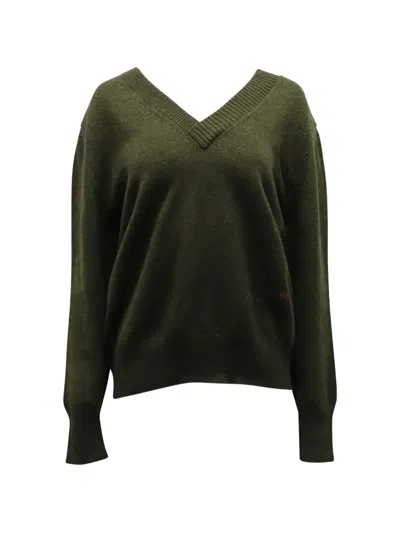 Pre-owned Victoria Beckham V-neck Cashmere Sweater In Green