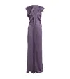 Victoria Beckham Womens Draped Asymmetric Crepe Maxi Dress Iris