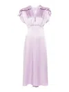 Victoria Beckham Women's V-neck Ruffle Midi Dress In Light Pink
