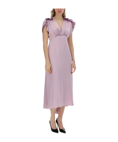 VICTORIA BECKHAM VICTORIA BECKHAM PLUNGING V-NECK SATIN MIDI DRESS