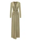 Victoria Beckham Long-sleeve V-neck Gown In Green