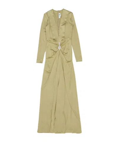 Victoria Beckham V-neck Embellished Maxi Dress In Green