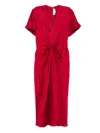 Victoria Beckham V-neck Fitted Waistline Dress With Concealed Zip In Red