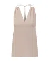 Victoria Beckham V-neck Gathered Halter Top In Neutral