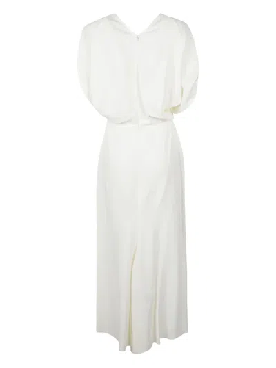 Victoria Beckham V-neck Midi Dress In White