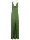 Victoria Beckham V-neck Ruched Cami Gown In Algae