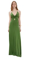 Victoria Beckham V-neck Ruched Cami Gown In Algae