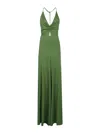 Victoria Beckham V-neck Ruched Cami Gown In Green