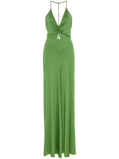 VICTORIA BECKHAM V-NECK RUCHED GOWN