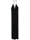 Victoria Beckham V-neck Ruched Cami Long Dress In 黑色