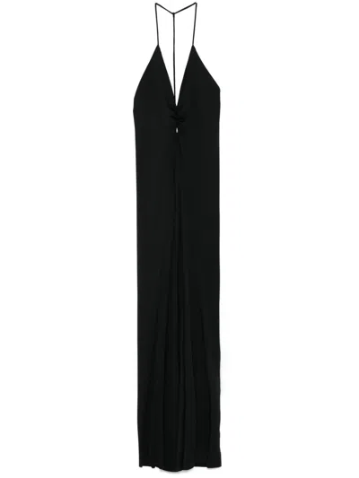 VICTORIA BECKHAM V-NECK RUCHED MAXI DRESS