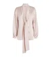 Victoria Beckham Womens Self-tie-fastening Shawl-collar Woven-blend Blouse Primrose In Pink