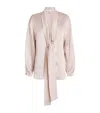 Victoria Beckham Womens Self-tie-fastening Shawl-collar Woven-blend Blouse Primrose In Pink
