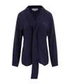 Victoria Beckham Silk Shirt With Tie Detail In Black