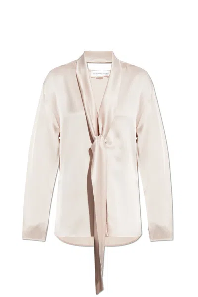 Victoria Beckham V-neck Scarf Shirt In White