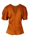 Victoria Beckham V-neck Short-sleeve Blouse In Orange
