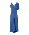 Victoria Beckham Ruched-detail Asymmetric Midi Dress In Blue