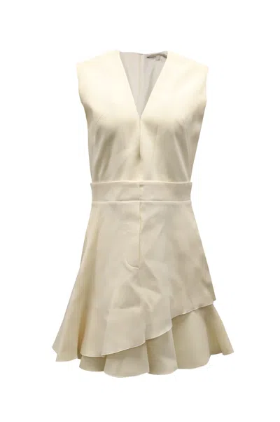 Victoria Beckham V-neck Sleeveless Dress In Cream Wool In White