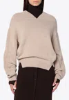 Victoria Beckham Sand-coloured Sweater In Wool And Cashmere In Neutral