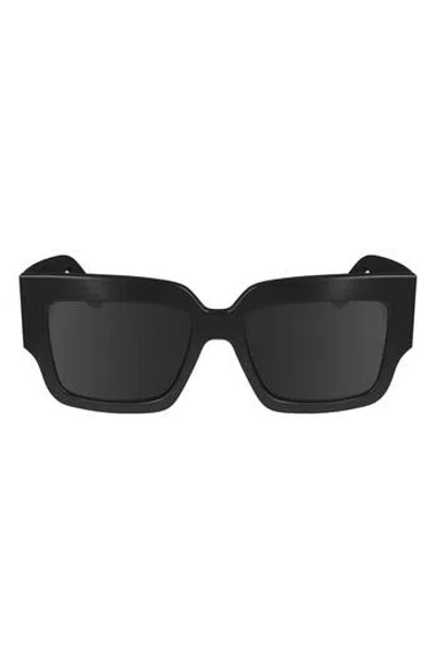Victoria Beckham V Plaque 53mm Rectangular Sunglasses In Black