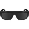 Victoria Beckham V Plaque 55mm Modified Rectangular Sunglasses In Black