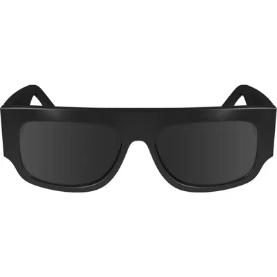 Victoria Beckham V Plaque 55mm Modified Rectangular Sunglasses In Black