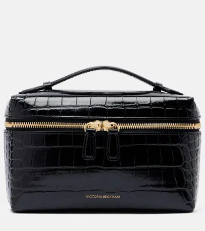 Victoria Beckham Vanity Croc-effect Leather Vanity Bag In Black