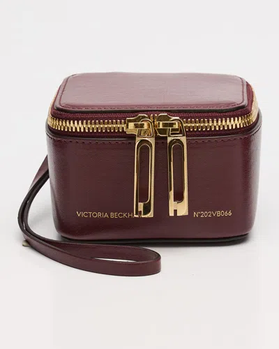 Victoria Beckham Vanity Micro Leather Wristlet In Burgundy