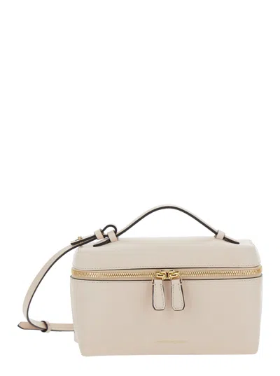 Victoria Beckham Vanity Pale Pink Crossbody Bag With Adjustable Strap And Logo Lettering On The Front In Leather Woma