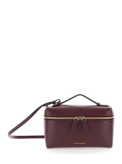 Victoria Beckham Vanity Red Crossbody Bag With Adjustable Strap And Logo Lettering On The Front In Leather Woman