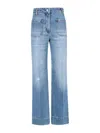 Victoria Beckham Straight Trousers With Belt Loops And Pockets In Blue