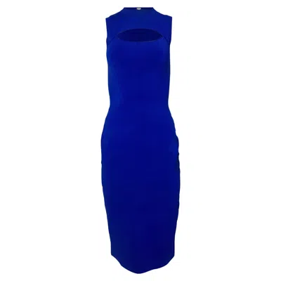 Victoria Beckham Vb Body Cutout Stretch-knit Midi Dress In Blue Viscose