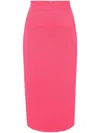 Victoria Beckham Vb Body Ribbed Stretch-knit Midi Skirt In Pink