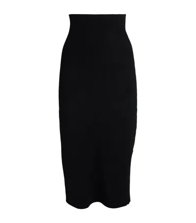 Victoria Beckham Vb Body Ribbed Stretch-knit Midi Skirt In Black