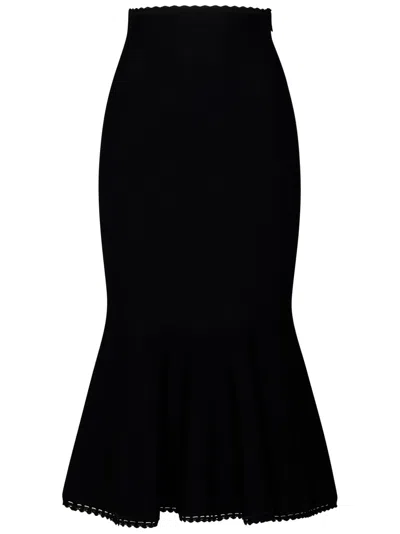 Victoria Beckham Vb Body Scalloped Midi Skirt In Black