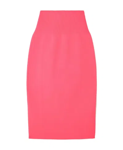 Victoria Beckham Vb Body Ribbed Stretch-knit Midi Skirt In Bright Pink
