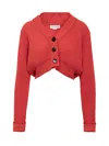 Victoria Beckham Cropped V-neck Cardigan In Red