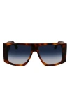 Victoria Beckham Vb Monogram 51mm Rectangular Sunglasses In Blue