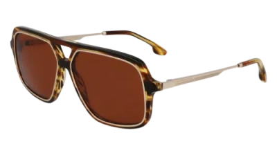 Pre-owned Victoria Beckham Vb246s 224 Striped Tobacco 58/13/140 Female Sunglasses