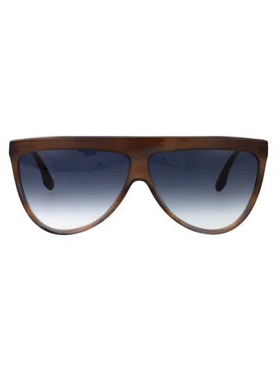 Victoria Beckham Honey Brown Horn Acetate Sunglasses In Blue