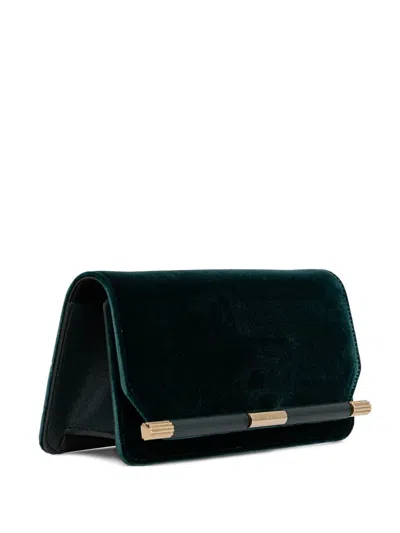 Victoria Beckham Velvet Clutch Bag In Green