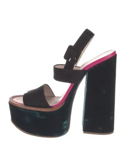 Pre-owned Victoria Beckham Velvet Slingback Sandals In Blue